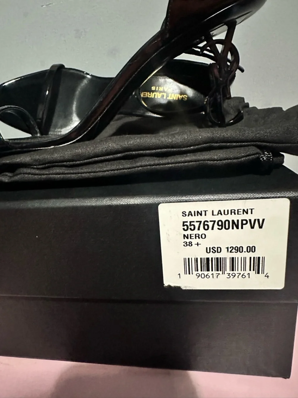 Saint Laurent Black Patent Leather Ankle-Strap Sandals - Picture 7 of 10